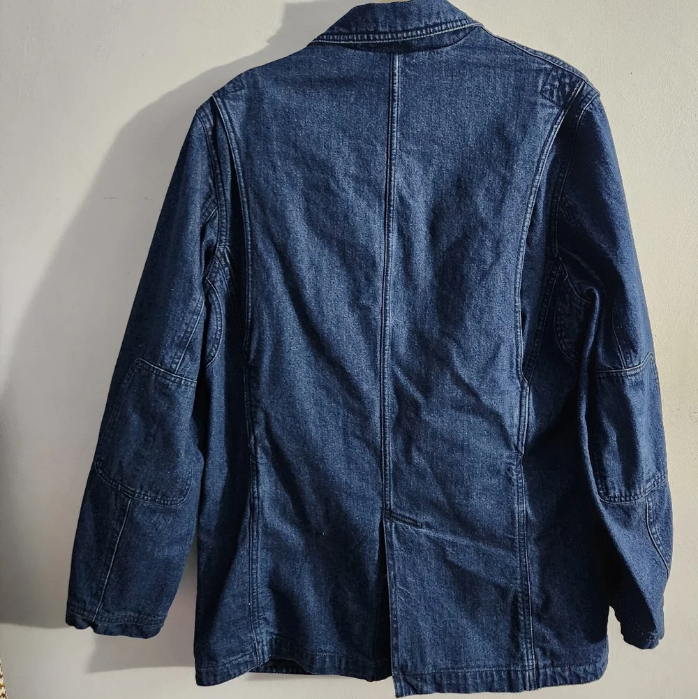 Duluth Trading Denim Blazer Mens Large Fire Hose Presentation Chore Work Jacket